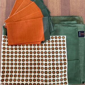 Yves Saint Laurent Olive Green Scarf with Orange Logo Detail